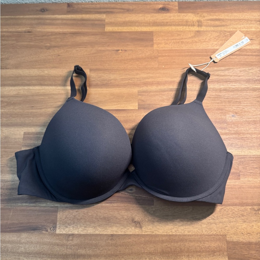 Skims 40D Fits Everybody Push Up Demi Bra Onyx Women's Black Padded Bra
